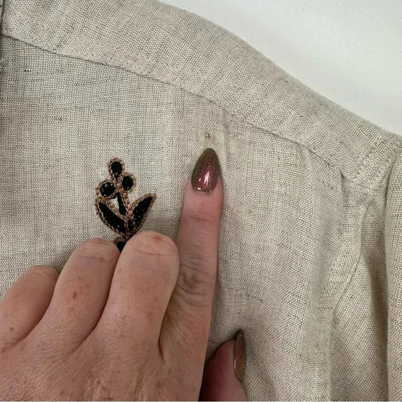 Speed Limit Mph Button Down Top Size Medium Linen Blend Boho Embroidered Artsy - Picture 9 of 10